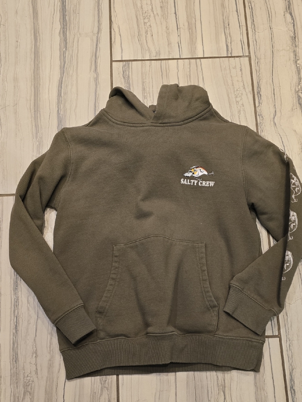 Salty Crew Kids Olive Hooded Pullover Sweatshirt